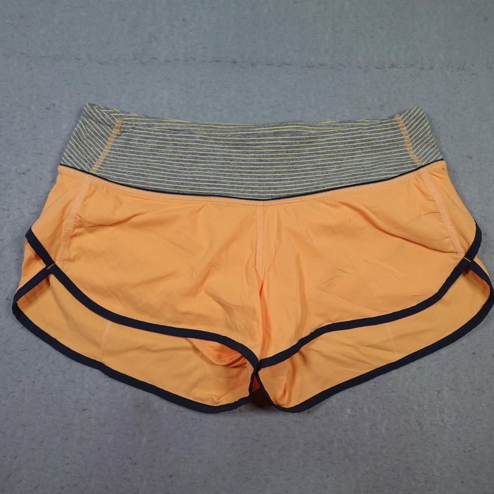 Lululemon Shorts Womens 6 Orange Running Lined Back Zip Pocket Reflective gym